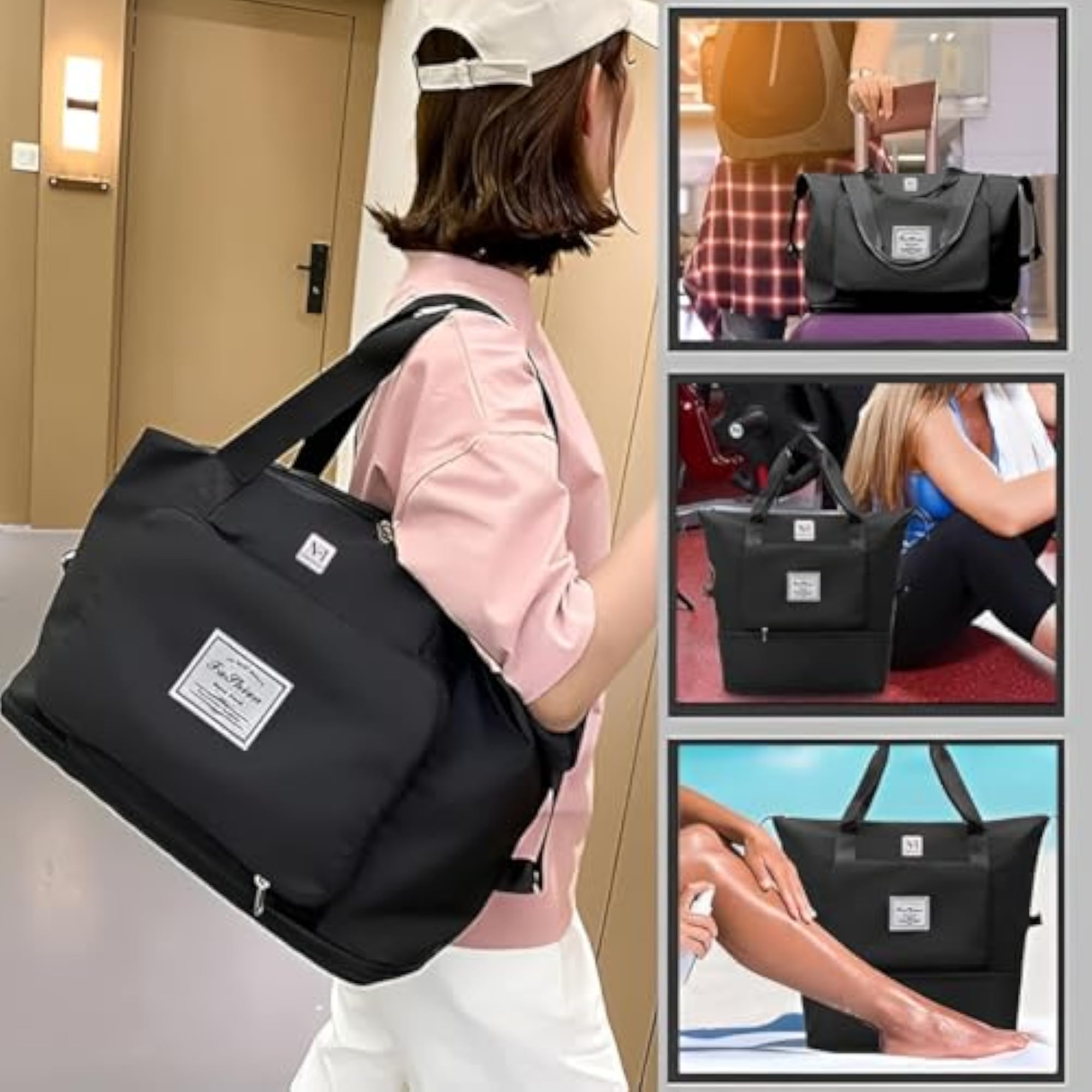 Nylon Foldable Travel Bag, 41 Litres, for Women & Men