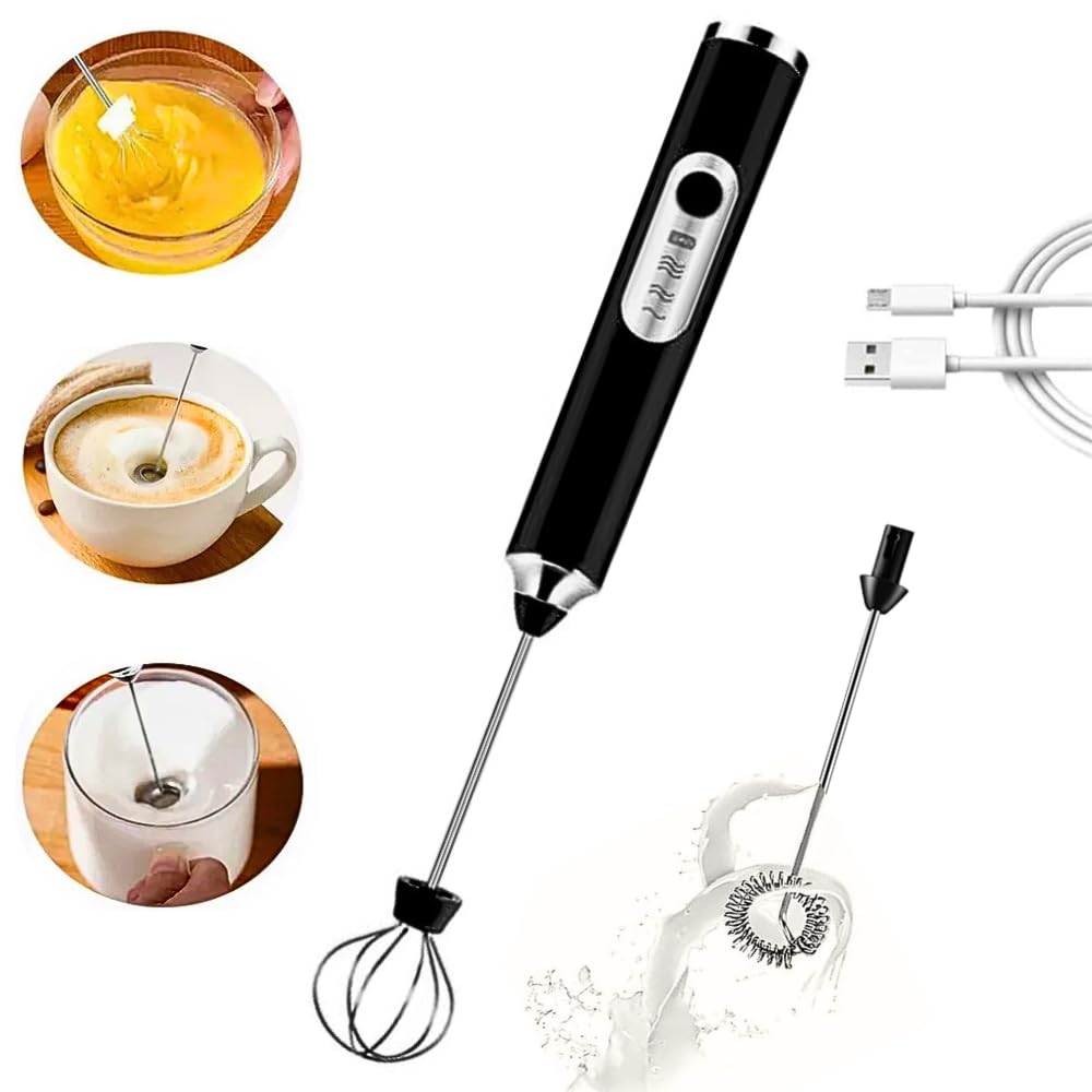 Mini Mixer Portátil MTS 2 em 1, Espumador de Leite e Bebidas