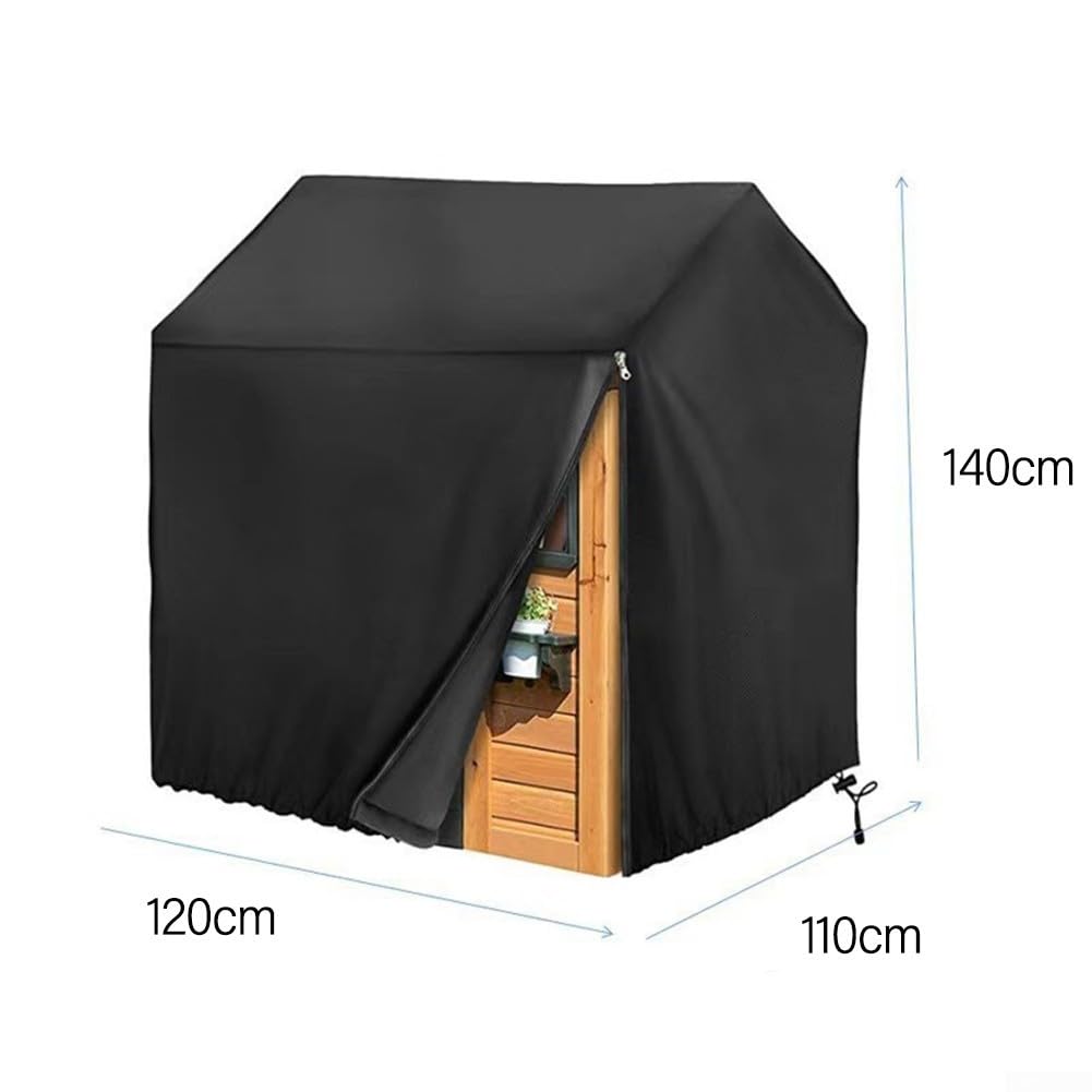 YJDOORPLAY Funda para casa de juegos infantil, protector solar impermeable, material de tela Oxford 210D, para casa de juegos de madera al aire libre, color negro (110 x 120 x 140 cm)