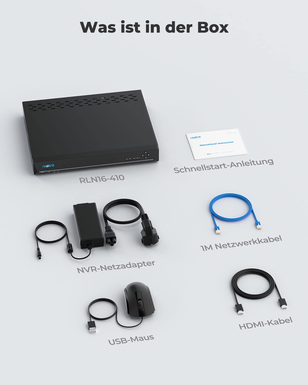 Reolink 16CH 4K PoE NVR Überwachungssystem Rekorder mit 4TB Festplatte, Videoüberwachung für Haus, Innen, Aussen Sicherheit. Unterstützt 16MP/12MP/4K/5MP/4MP HD IP Kameras, RLN16-410