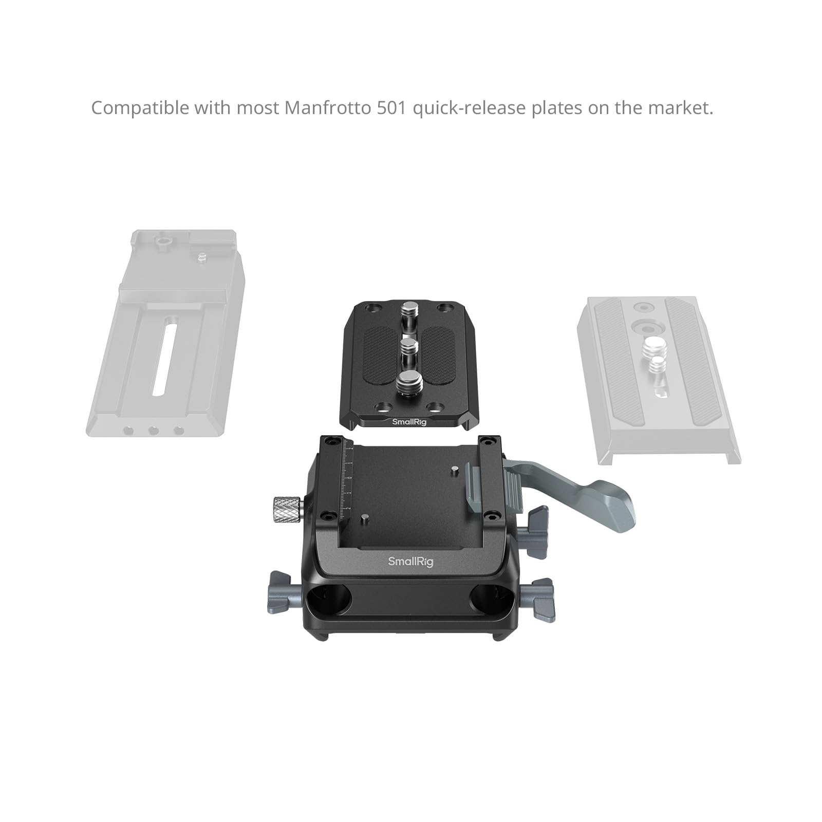 SMALLRIG Kit de placa de montaje para tipo Manfrotto con abrazadera de doble varilla de 15 mm 5366