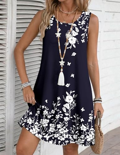 Image of Zeagoo Womens Summer Dress 2026 Sleeveless Casual A-Line Tshirt Sundresses