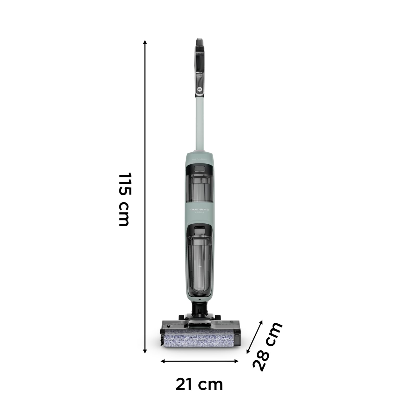 Rowenta X-Clean 2, Aspiradora Fregona Eléctrica Sin Cable, Tecnología Wet & Dry, Autolimpieza, Aspira y friega, Modos Eco/MAX, Ligera, Limpieza de Bordes, Verde Eucalipto, GZ2262E0