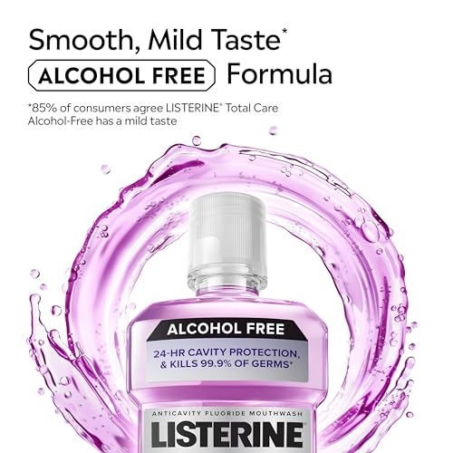 Image of Listerine Total Care Alcohol-Free Anticavity Mouthwash, 6 Benefit Fluoride Mouthwash for Bad Breath and Enamel Strength, Fresh Mint Flavor, Twin Convenience Pack, 2 x 1 L (Pack of 2)