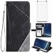 Compatible with Samsung Galaxy S8 Plus Wallet Case and Tempered Glass Screen Protector Leather Flip Cover Card Holder Cell Phone Cases for Glaxay S8plus S 8 8plus 8S Edge S8+ SM-G955U Women Men Black