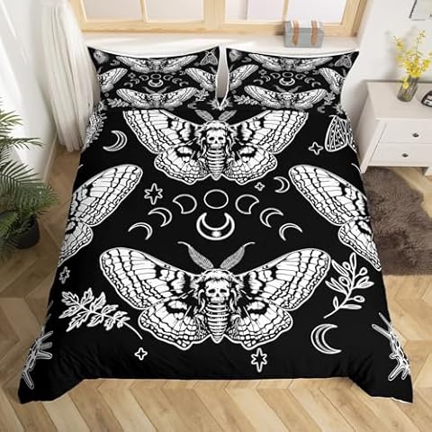 Manfei Boho Gothic Skull Duvet Cover Set Cover