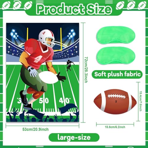 QOUBAI Football Games Pin The Football on The Goal Pin The Super Bowl Party Games with 32 Pcs Football Stickers for Birthday Party Decorations Football Birthday Party Favors Supplies - Thumbnail 3