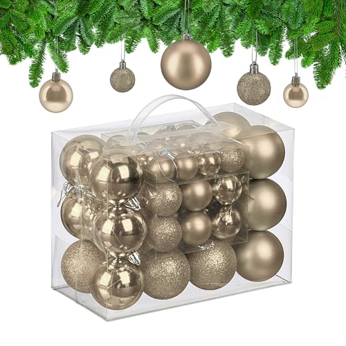 Relaxdays Weihnachtskugeln, 50er Set, Kunststoff, glitzernde, Matte,...
