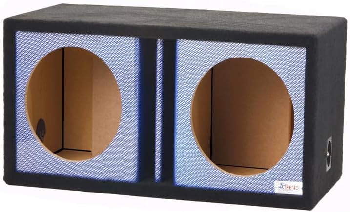 Atrend 12" Single Vented- Blue with Liquid Ink Hyrdrographics - USA Made with Heavy Duty Construction Subwoofer Box | Tuned to 35HZ | Pro-Tuned Bass Performance Proudly U.S.A. Built