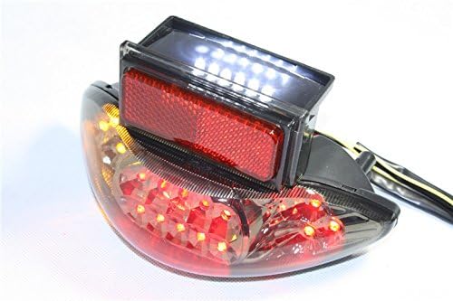 SMT- Custom Smoke L Lens LED Brake Tail Light with Integrated Turn Signals Indicators Compatible With 1999-2007 Hayabusa GSXR1300 2003-2006 Katana 600 750 2003-2006 GSX F 600 700