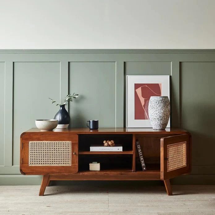 Image of THE WOODEN CITY Solid Sheesham Wood TV & Entertainment Unit for Living Room & Hotel Room and Office Furniture (Wood Finish 2)