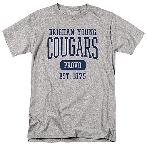 Brigham Young University Official Est. Date Short Sleeve Mens Cotton T-Shirt,Athletic Heather, Small