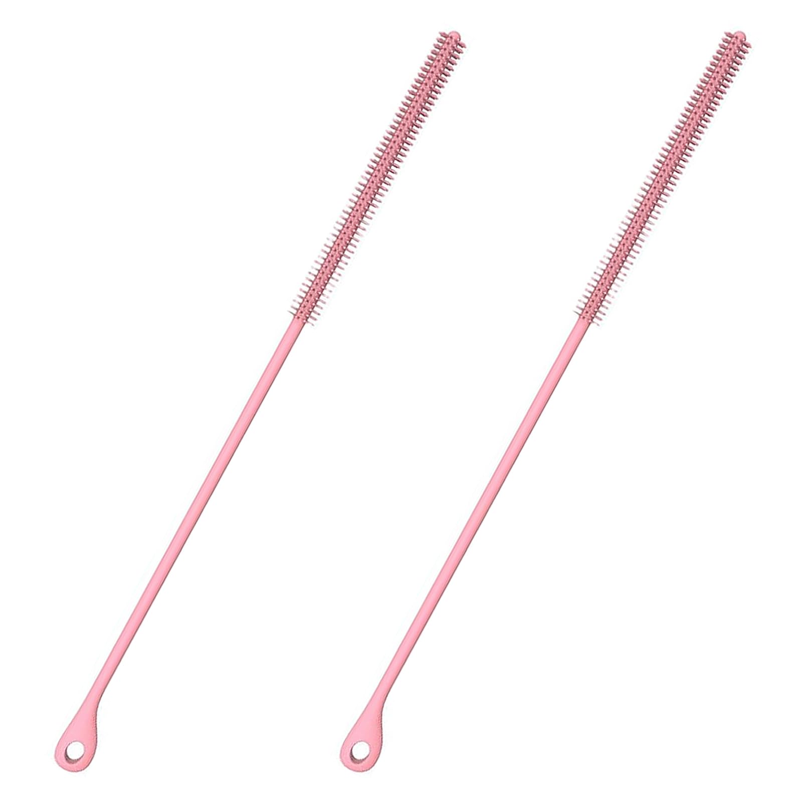Shweehon Pink 2 Pcs Silicone Straw Cleaner Brush, Straw Cleaning Brush, Reusable Straw Brush For Straws, For Metal, Glass Straws, Bendable Travel Drinking Bottle Lid Cleaning Tool( 9Mm)