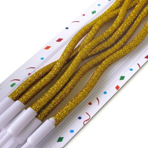 Image of Wanna Party Unscented Party Twisty Metallic Golden Glitter Shimmer Spiral Candles-6Pc, Twisty Candles for Birthday, Baby Shower, Wedding Party & Cake Decoration