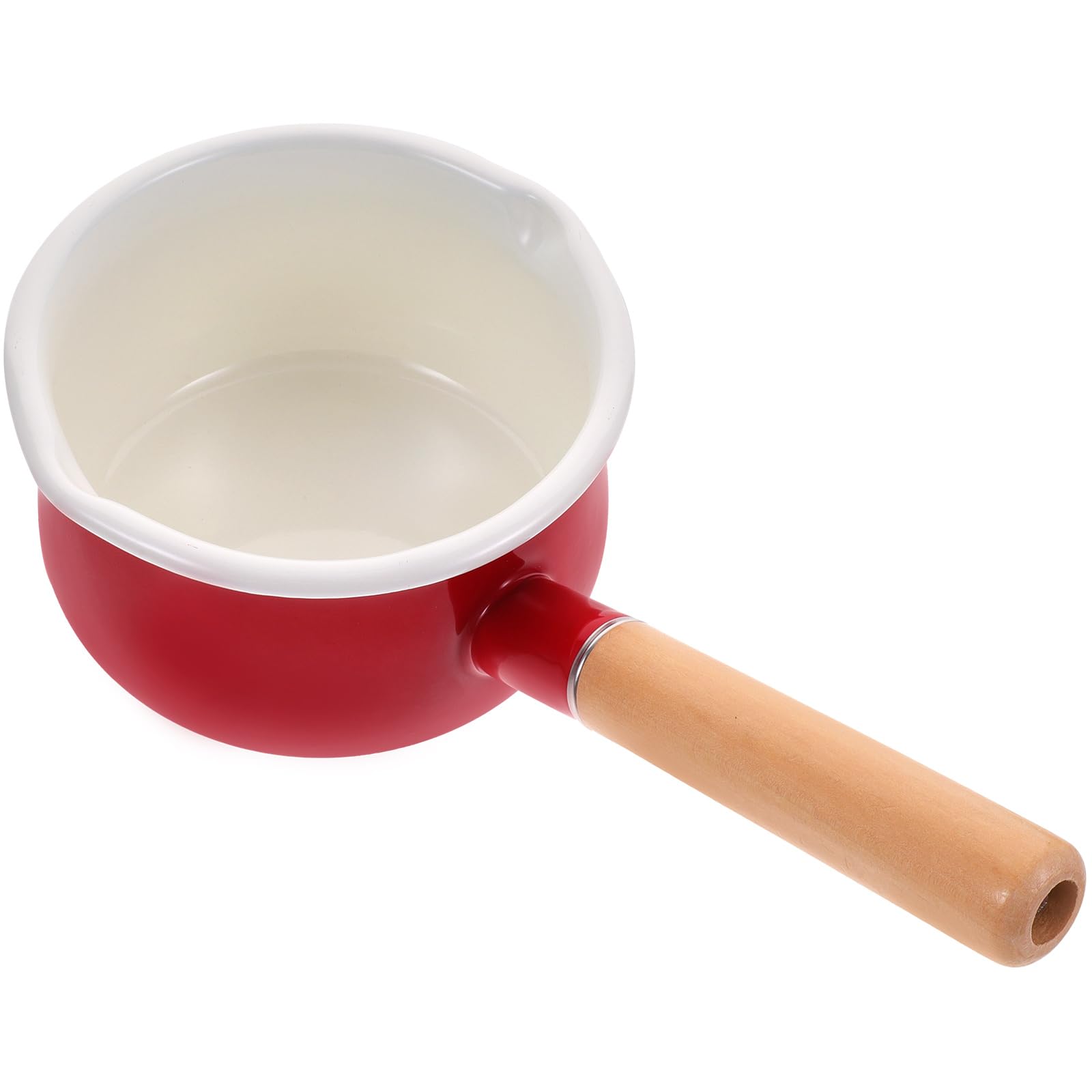 BESTOYARD Pentola Smaltata per Latte Manico in Legno, Pentola da Cucina Antiaderente per Zuppe, Facile da Pulire, Superficie Liscia per Uso in Cucina