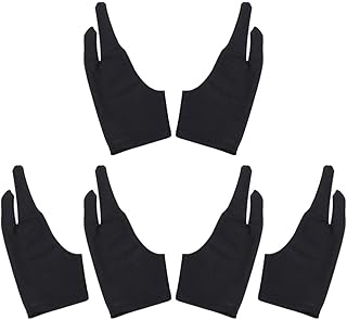 Mesee 6 Pack Artist Anti-fouling Glove, Two Fingers Graphic Drawing Glove Kids Teenager Left & Right Hand Sketch Mittens for Light Box, Graphics Drawing, Tablet, Art Creation, iPad Pro Pencil (Black)