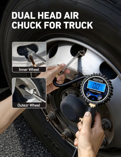 Image of AstroAI Digital Tire Pressure Gauge with Inflator, 3-250 PSI ±1% Precision