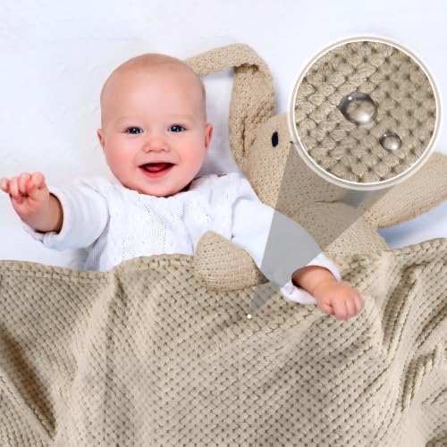 Image of Reginary 4Pcs 30x40 Baby Blanket Fuzzy,Light Blue, Green, Beige, Dark Gray | Waffle Flannel Baby Throw Blankets, Warm Nursery & Crib Blankets, Girl & Boy Newborn Infant