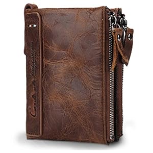 Contacts Men’s Genuine Leather Wallet | RFID Blocking Wallet for Men | Bifold Zip Wallet| 7 Card Slots, 1 ID Window