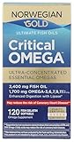 Renew Life Norwegian Gold Critical Omega Softgels, Daily Supplement Supports Heart, Brain and Joint Health, EPA and DHA Omega-3 Fish Oil, Dairy and gluten-free, 850 Mg 120 Count
