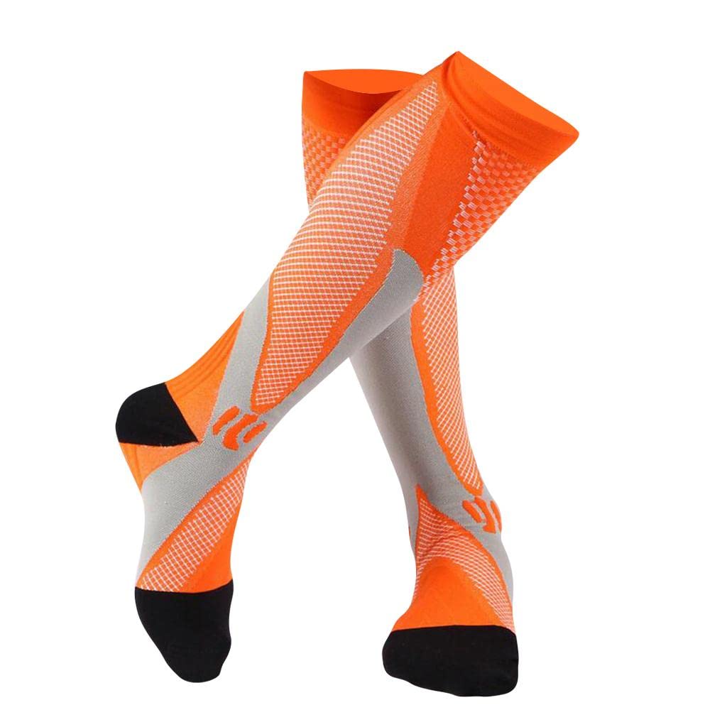 1Pair Compression Socks Knee High Stockings Sleeve Sneaker Socks Orange XXL-image-35