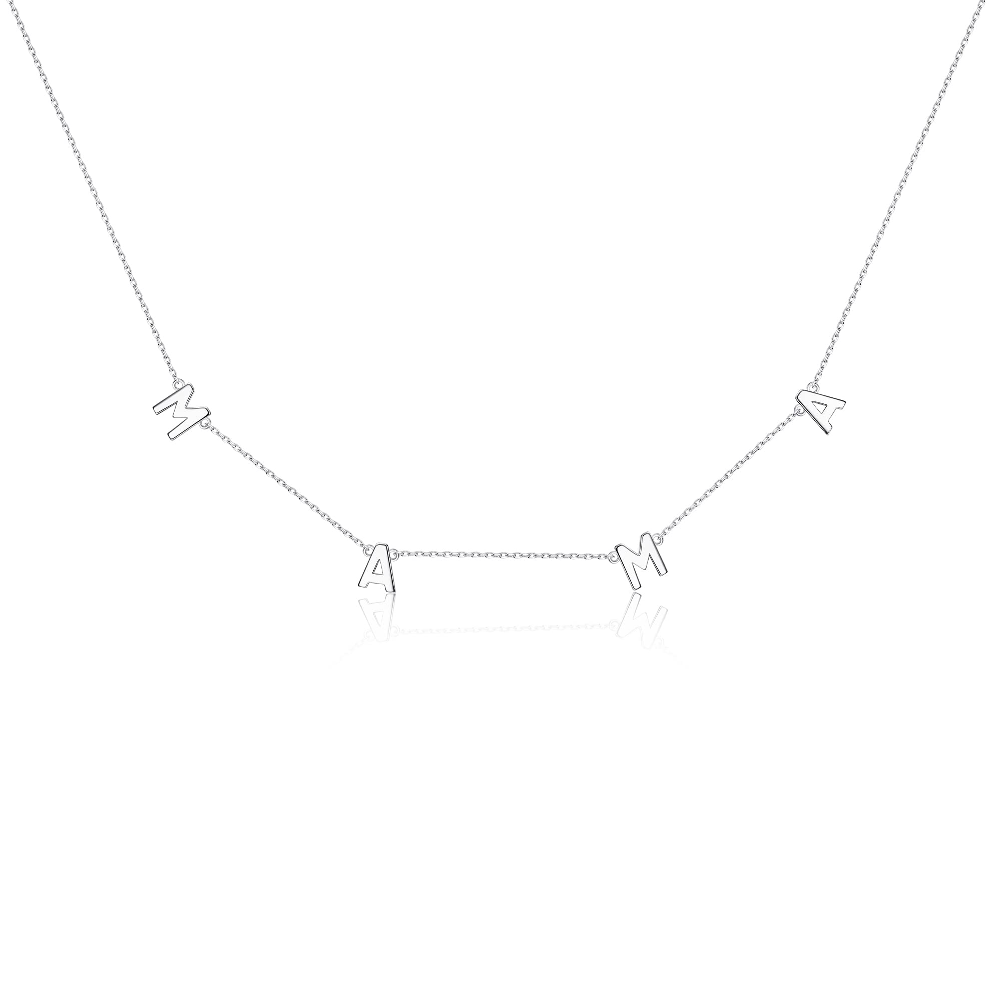 MILACOLATOMILACOLATO Mama Necklace 925 Sterling Silver Mother Necklace 14K White Gold Plated Mom Necklaces Mother's Day Gifts for Mom New Mum Grandma Women Wife