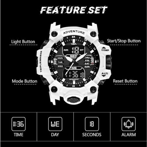 Image of V2A Bold & Big Dial Analog-Digital Sports Watch for Men | Multifunction Military Wristwatch | Gift for Men