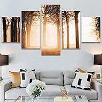 SIGNWIN 5 Panel Canvas Wall Art Autumn for Home Decorations Ready to Hang - 60