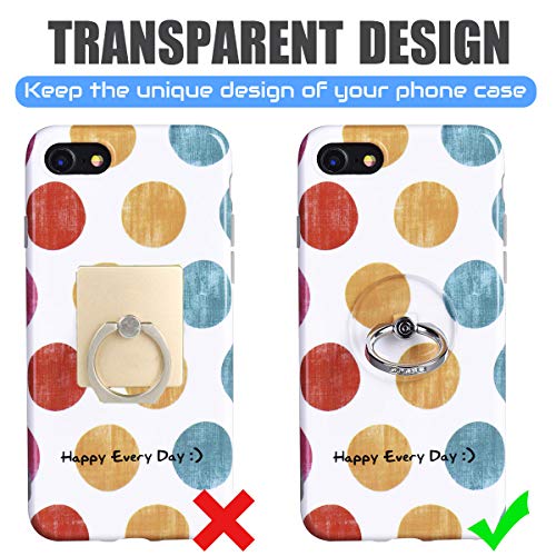 Transparent Phone Ring Holder Grip - EI Sonador Clear Cell Phone Ring Stand Holder Finger Grip Kickstand 360° Rotation,  - Additional View