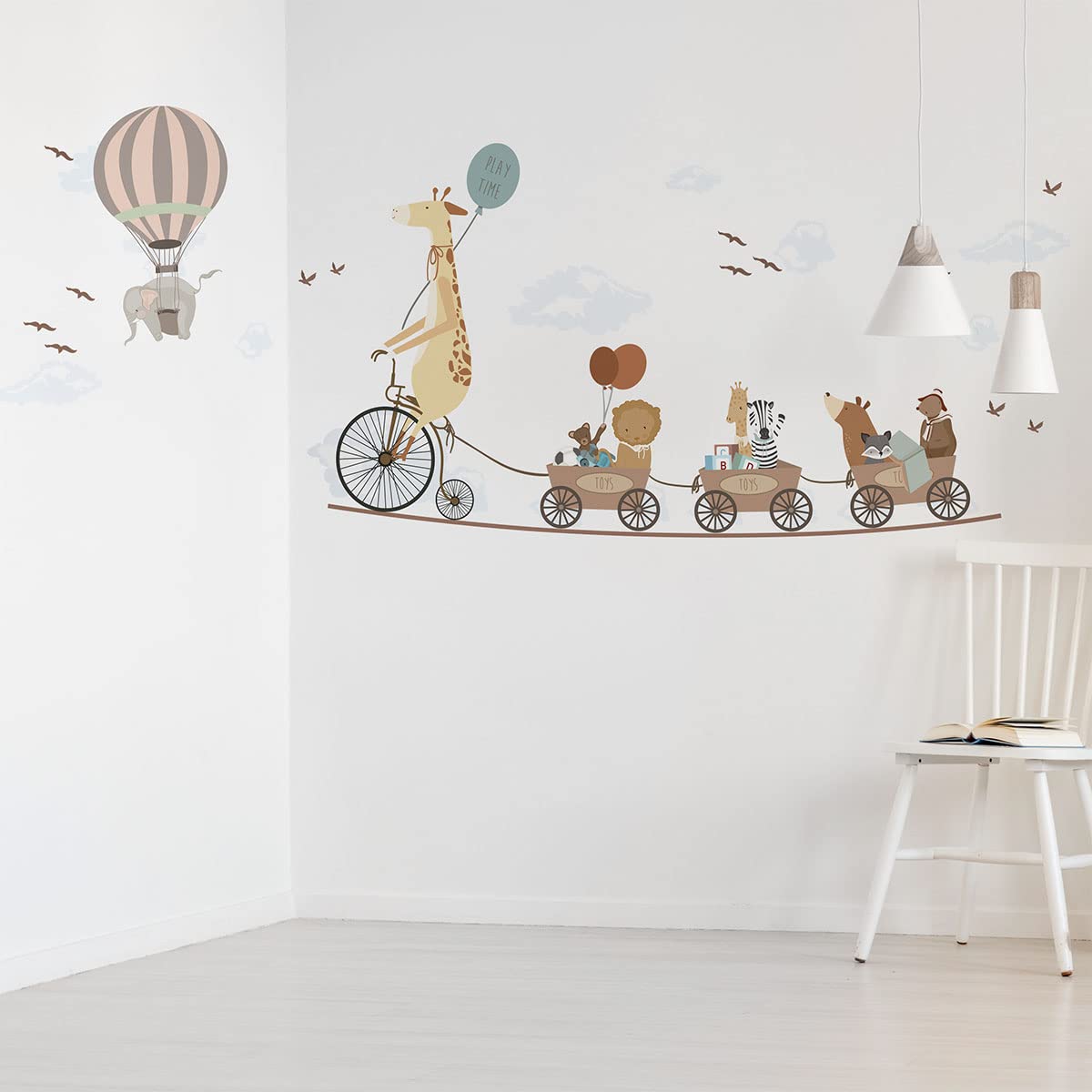 Children's Wall Stickers - Baby Room Decoration - Children's Bedroom Wall Sticker - Elephant and Friends - Height 90 x Length 60 cm - Image 2