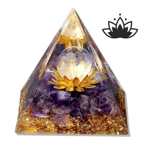 XIANNVXI Amethyst Orgonit Pyramide Lila Stein Kristalle Edelsteine Lotus Pyramiden Reiki Energie Spirituelle Pyramide Inspirierend Erfolg Esoterik Geschenke