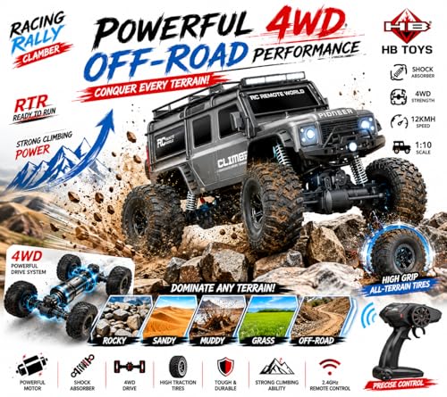 Image of Remote Control Sports Car & Off-Road SUV Toy for Kids, High Speed RC Racing with Wireless Remote, Realistic Lights & Premium Design Gift for Boys Girls (Big-Racing Rally Clamber)