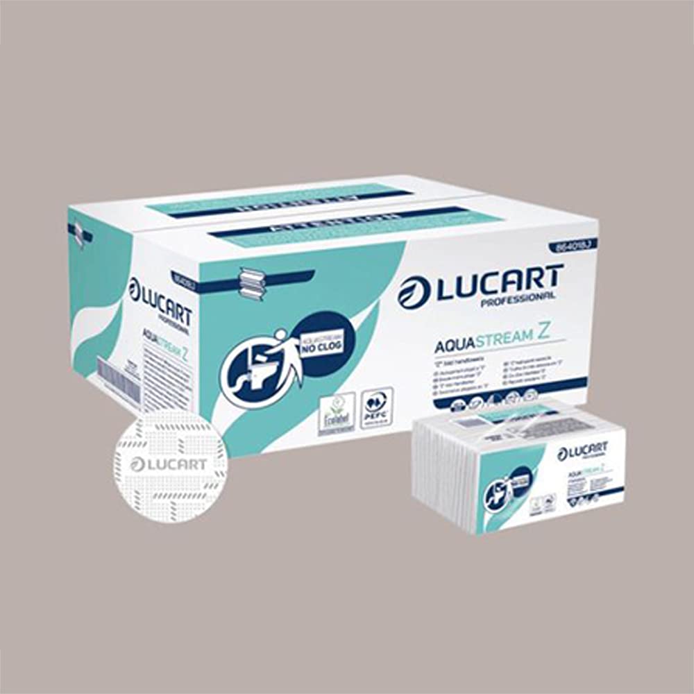 Lucgel Srl - 3630 toallas de papel Acquastream dobladas en Z 23 x 23 cm para distribuidor