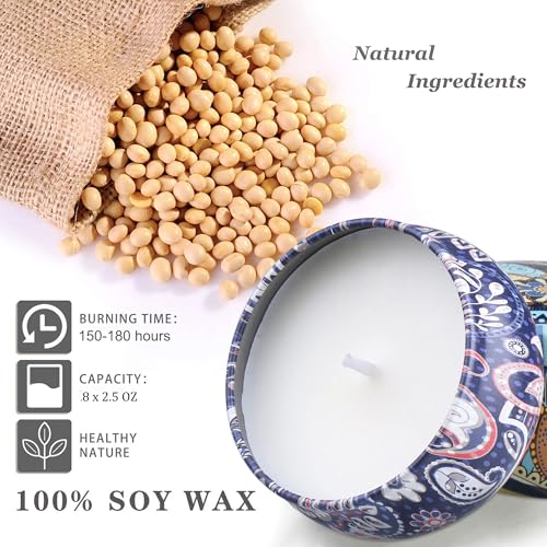 Candle Gifts for Women 8 Pack Scented Candles Gift Basket for Her Mom Sister Friend 180Hours Aromatherapy Candles Set Gift Ideas Soy Wax Candle for Birthday Valentines Mother's Day (with Wooden Pad) - Image 4