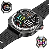 Reloj Inteligente Hombre Mujer Militar, 2026 AMOLED 1.43' con Llamadas Bluetooth 5.4, 60 Días de Autonomía Smart Watch con Linterna LED,IP68 Impermeable/24/7 Monitor/130+Deportivos/Android iOS (Negro）