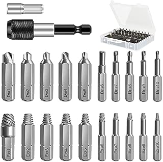Screw Extractor Kit, [22 PCS] Diyife Stripped Screw Remover, Damaged Screw Remover and Extractor Set, Speed Out Drill Bits Set for Broken or Damaged Screw Made of H.S.S.4341# Hardness 62-63hrc