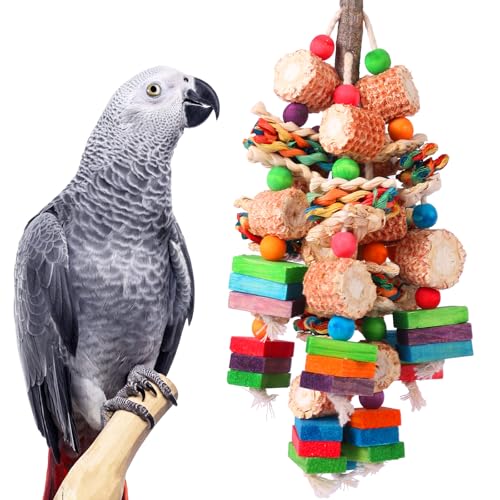 YZULNG Parrot Toys for Medium and Large Birds Natural Wood