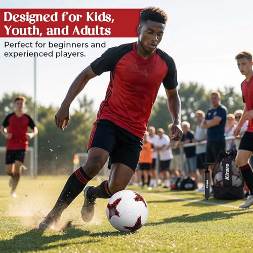 Image of Kizlo Official Size 5 Football with Pump & Pin | PVC Leather Training Soccer Ball for Ground, Turf & Street Play | High Grip & Air Retention for Kids, Youth & Adults | Multicolor (Rusiia)
