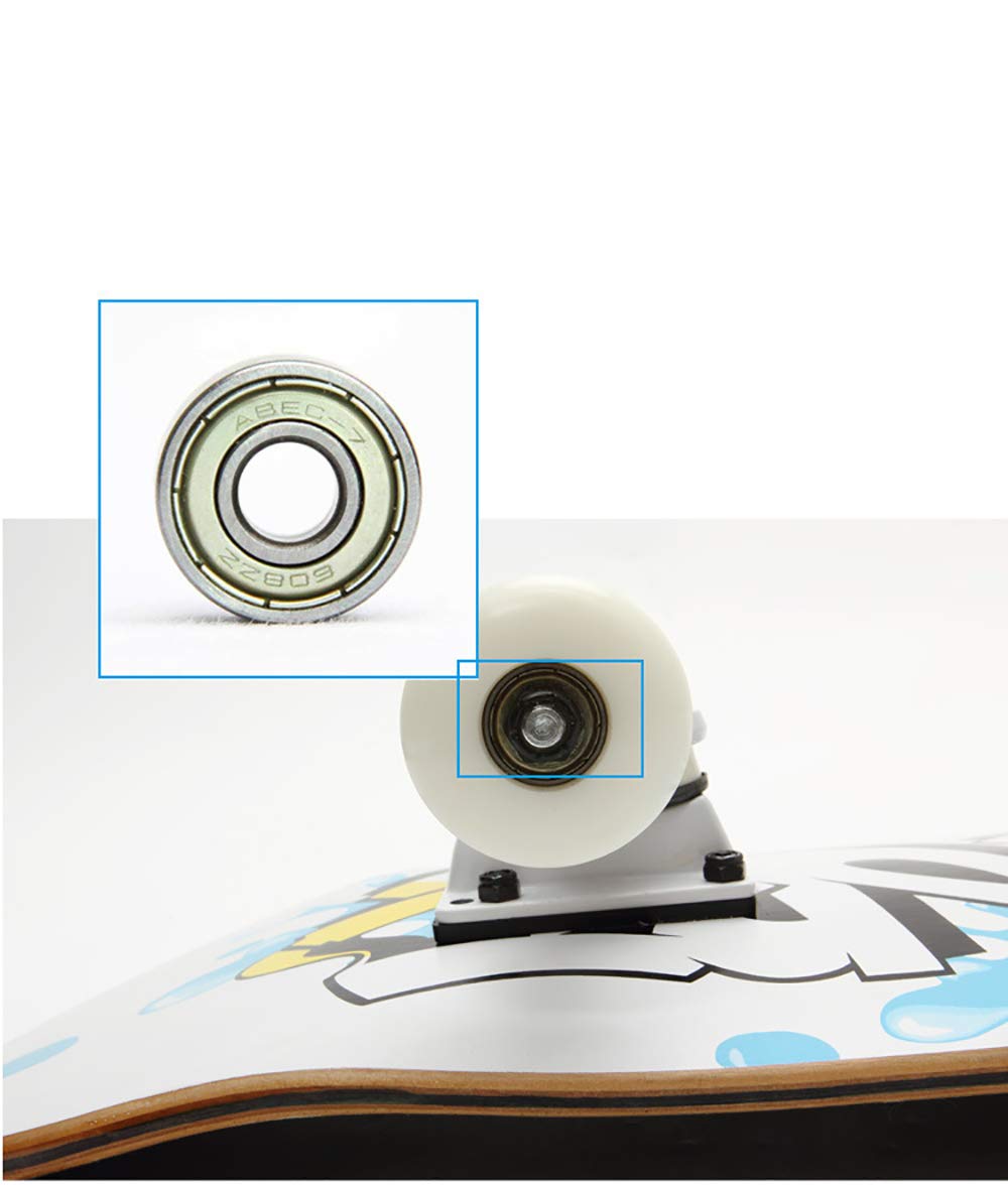 Maple Wood Decks Skateboard, 30 * 8in 95A Alta Velocidad PU Rueda +Mute ABEC-7 Rodamientos, para Principiantes y Profesionales,Carga 330 LB