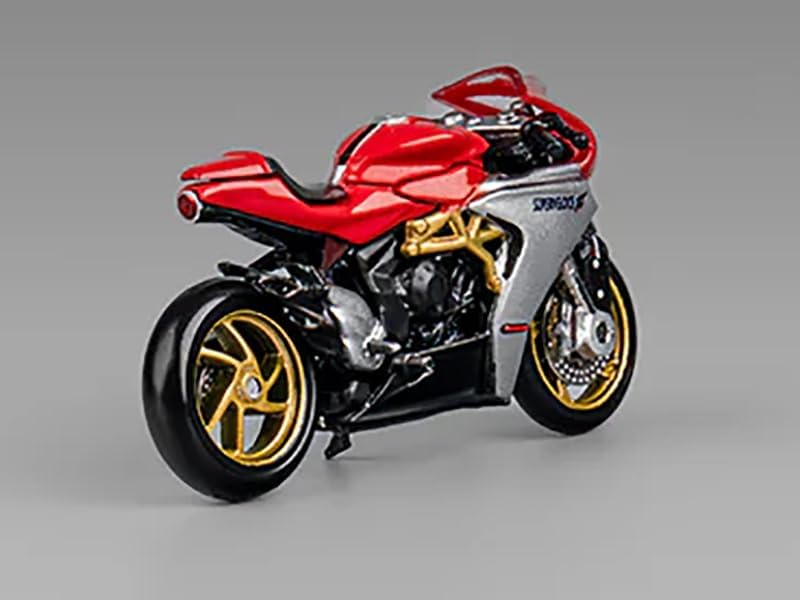 MV Super Veloce 800 Motorcycle Red and Silver with Figure 1/64 Diecast Model by CM Models CM64-SV800-01