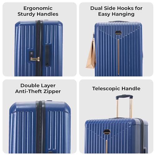 Image of Midnight Voyager Check-in Large 76cm | Trolley Bag Hard Case Polycarbonate, 4 Wheels 360 Degree Wheeling System Luggage, Suitcase for Travel, with Front Laptop Access (Storm Blue)