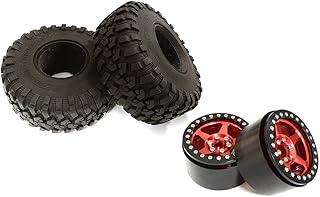 C31801RED 2.2 Size Alloy 5 Spoke Wheels (2) w/Tires for 1/10 Scale Crawler O.D.=132mm