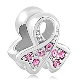 LovelyCharms 925 Sterling Silver Breast Cancer Awareness Pink Beads Fit Bracelets