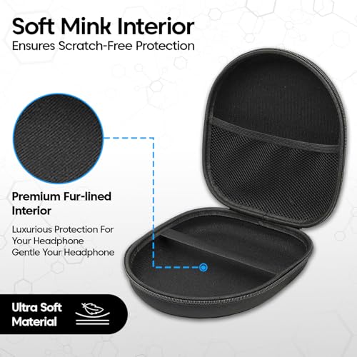 Image of Sounce Hard EVA Protective Travel Case for Boat Rockerz 450, 450 Pro, 425, 410, 370 Bluetooth On-Ear Headphones - Shockproof, Dustproof, Durable Headphone Carrying Pouch (Black)