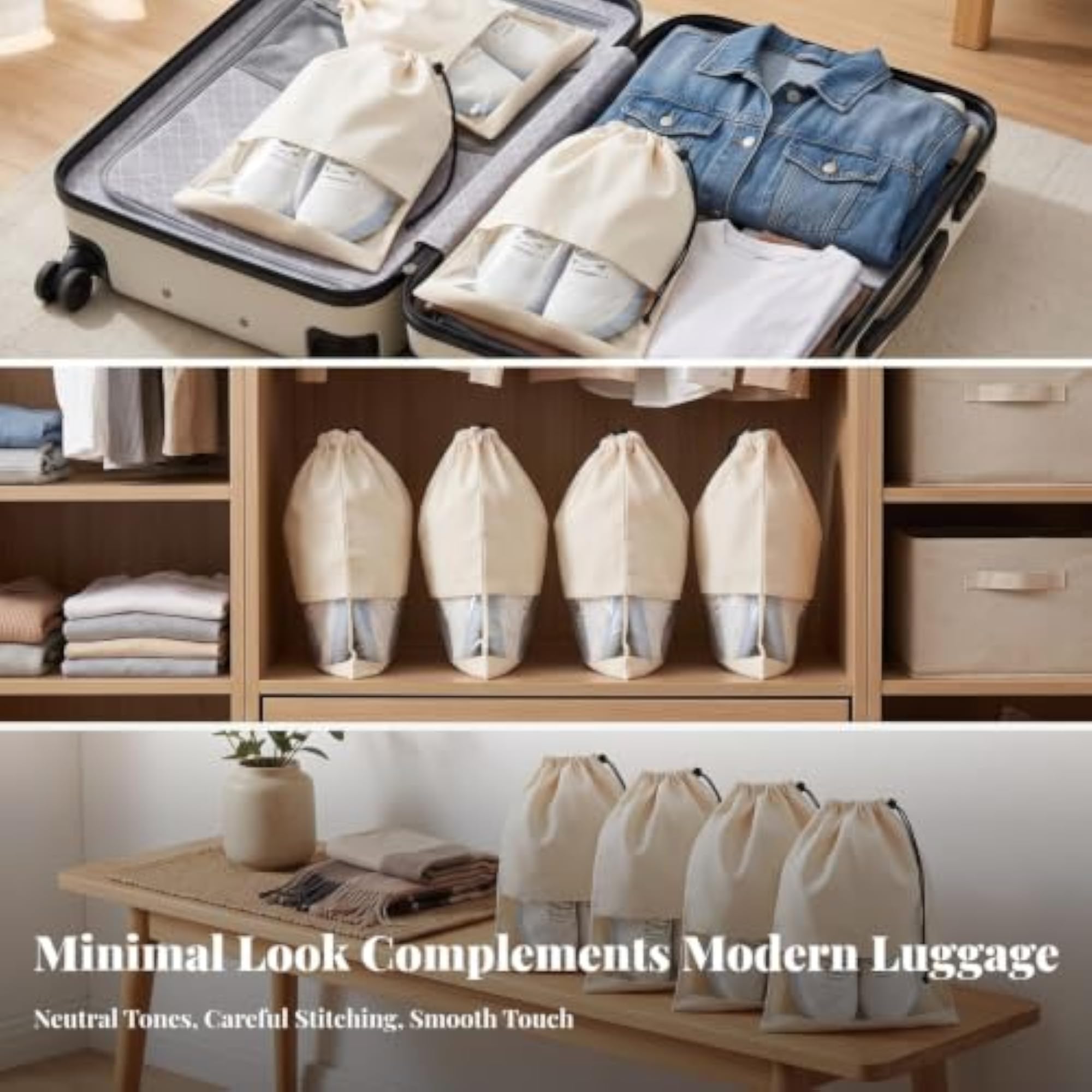 4 Pieces Dustproof Shoe Storage Bag with Clear Window