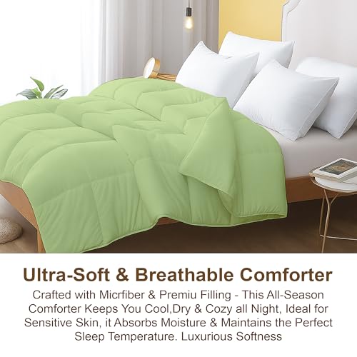 Image of Comforter for Double Bed - Soft Winter Blanket /AC Comforter | Dohar | Duvet | Ultra Soft & Lightweight - Sage /Green Color