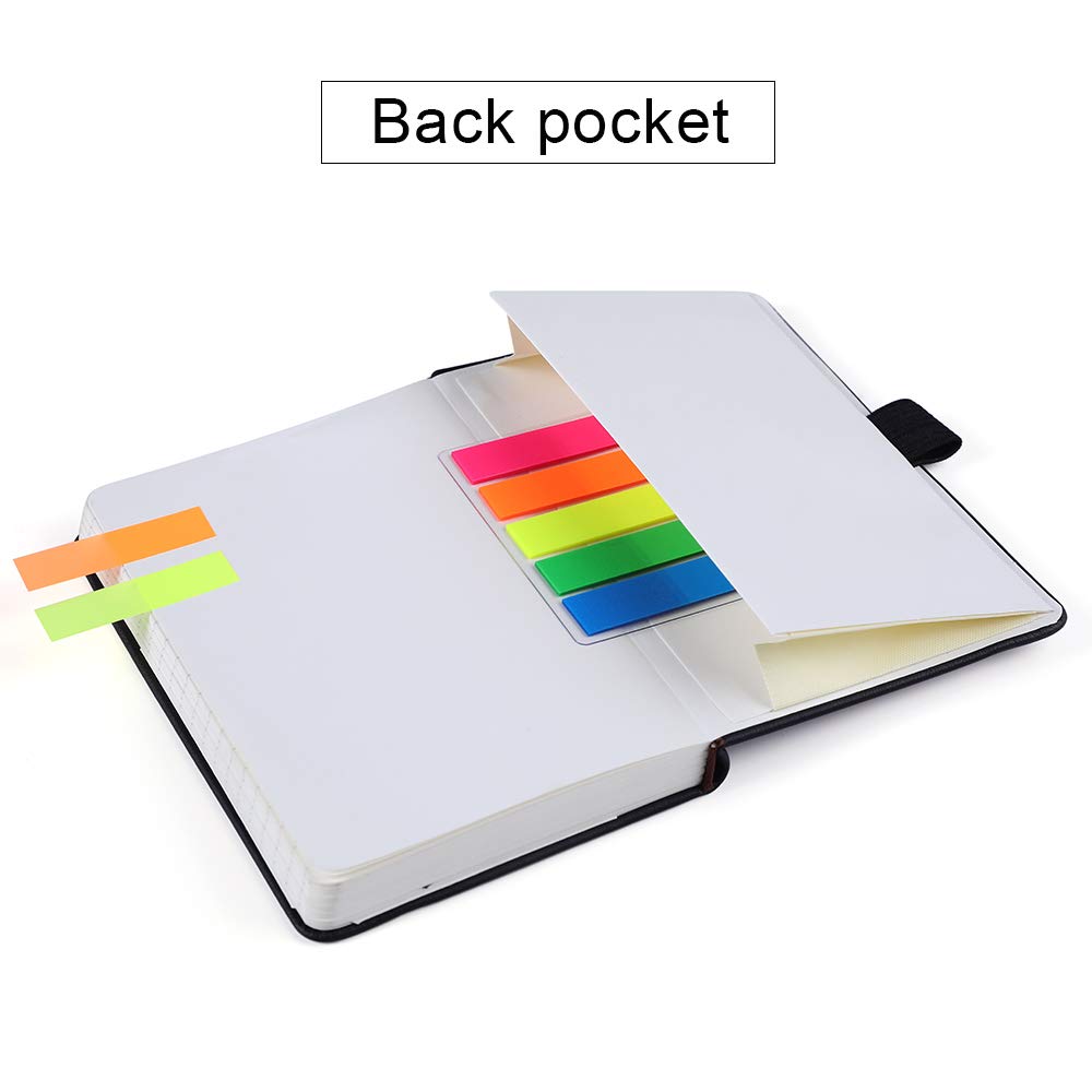 Vanpad (4 Pack Pocket Notebook Small Hardcover Note Book 3" x 5.5", Mini Ruled Lined Journal, Leather Cover, with Pen Holder, Page Marker Ribbons, Inner Pockets, Black