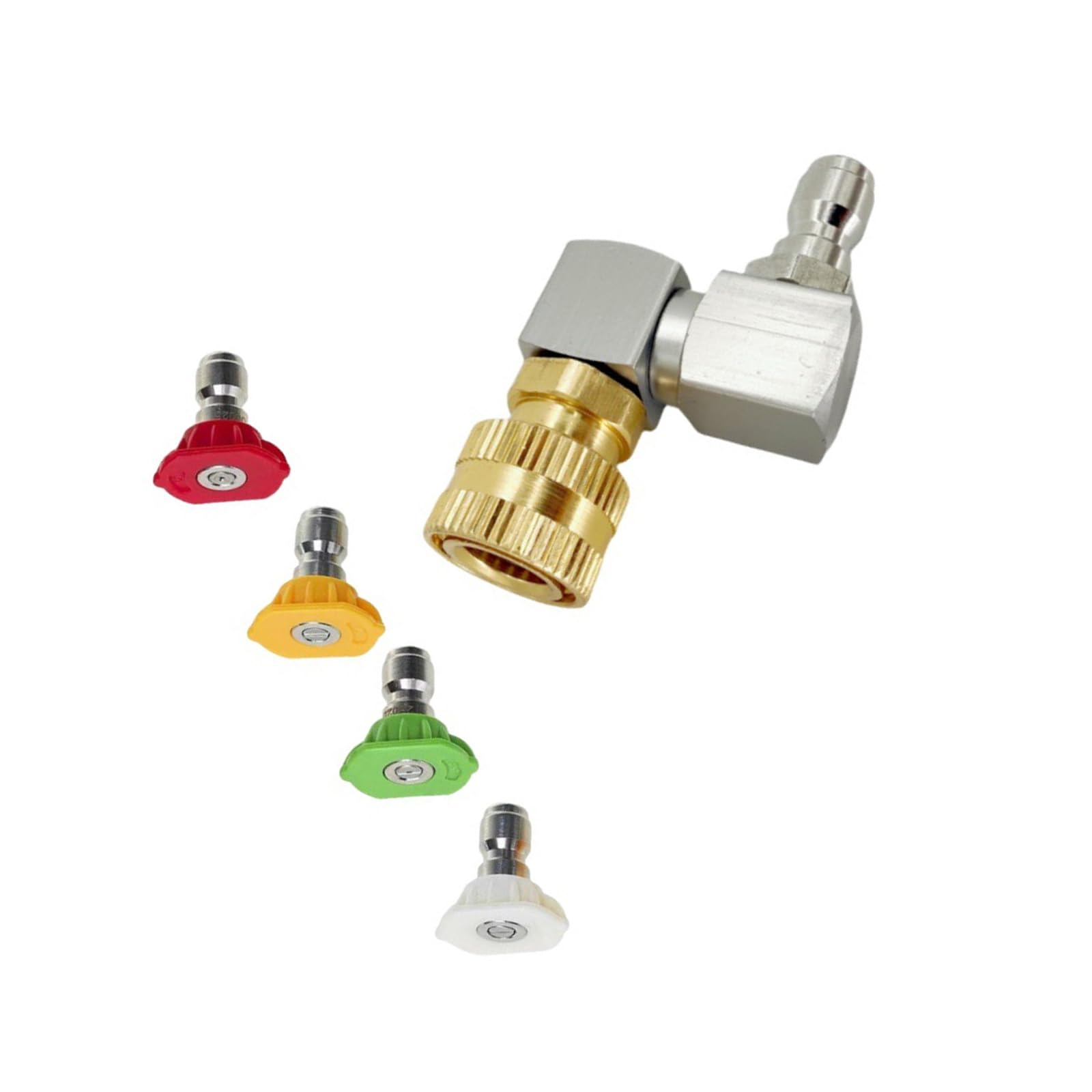 Tfaoys Silver Durability Metal 1 / 4Inch Quick Connecting Adaptor High Pressure Water Washer 4 Interchangeable Sprayer Patterns Nozzles Car Wash Nozzle