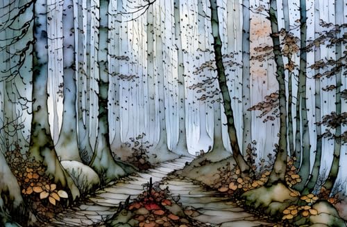 Affiches sur toile de lin design Track Through the Woods 58x90