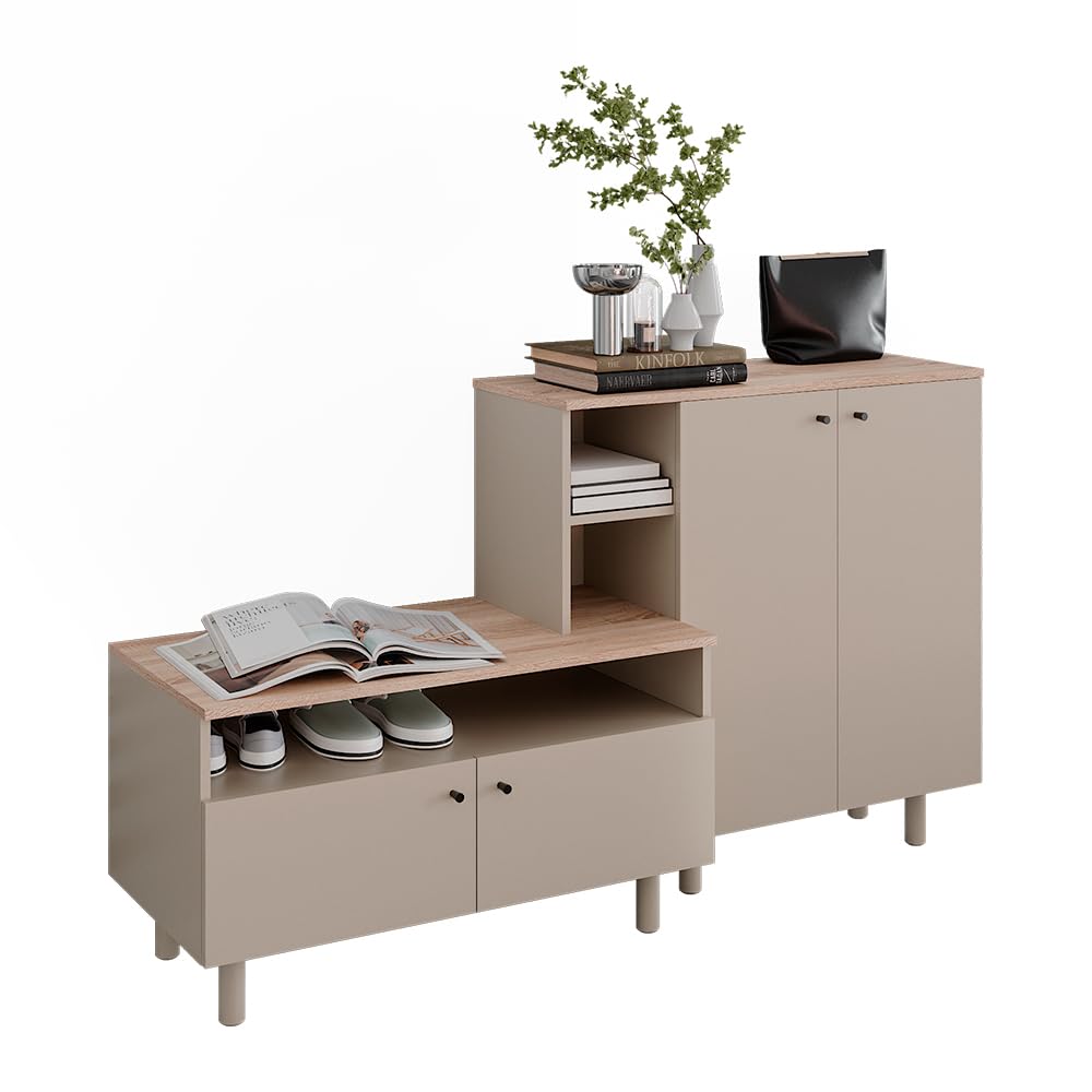 Vicco Flurschrank Elano, Greige/Eiche, 140 x 80 cm